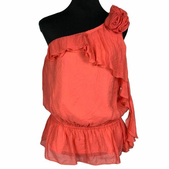 Lorenza Blau Sleeveless One Shoulder Top Coral 12 - Picture 1 of 12